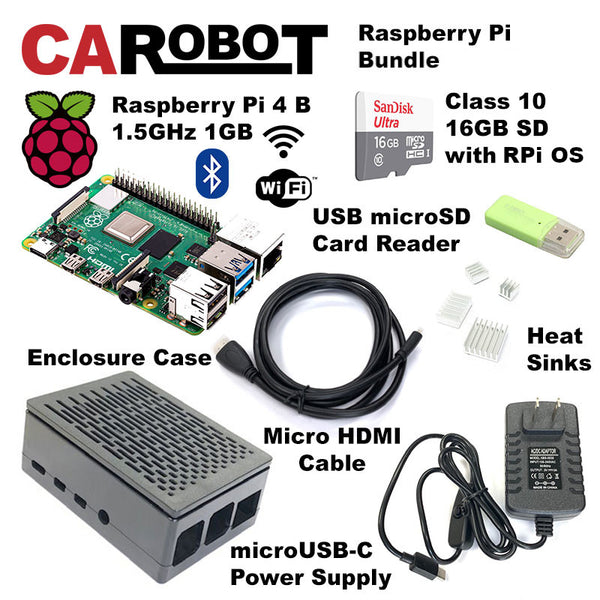 CAROBOT Raspberry Pi 4 B Starter Bundle (8GB RAM with Raspberry Pi OS SD  Card)